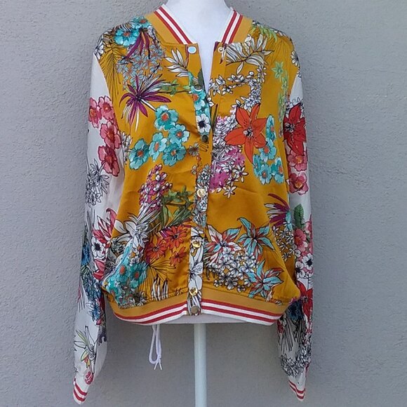 Grifflin Paris Women's Jacket Bomber Printed Old Gold Large - Picture 7 of 7
